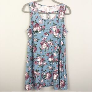 PINC | Blue Floral Strappy Tank Swing Dress Women’s Size Large